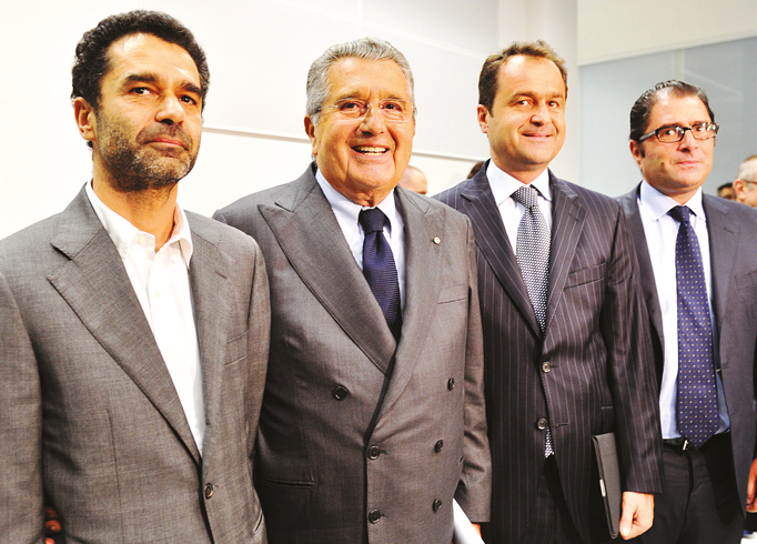 The De Benedetti family, (left to right) Rodolfo, Carlo, Edoardo and Marco De Benedetti 