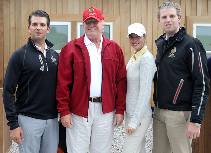Donald Trump (2nd left) with his sons Donald Jnr (far left) and Eric (far right) and daughter Ivanka. Ph: Press Association