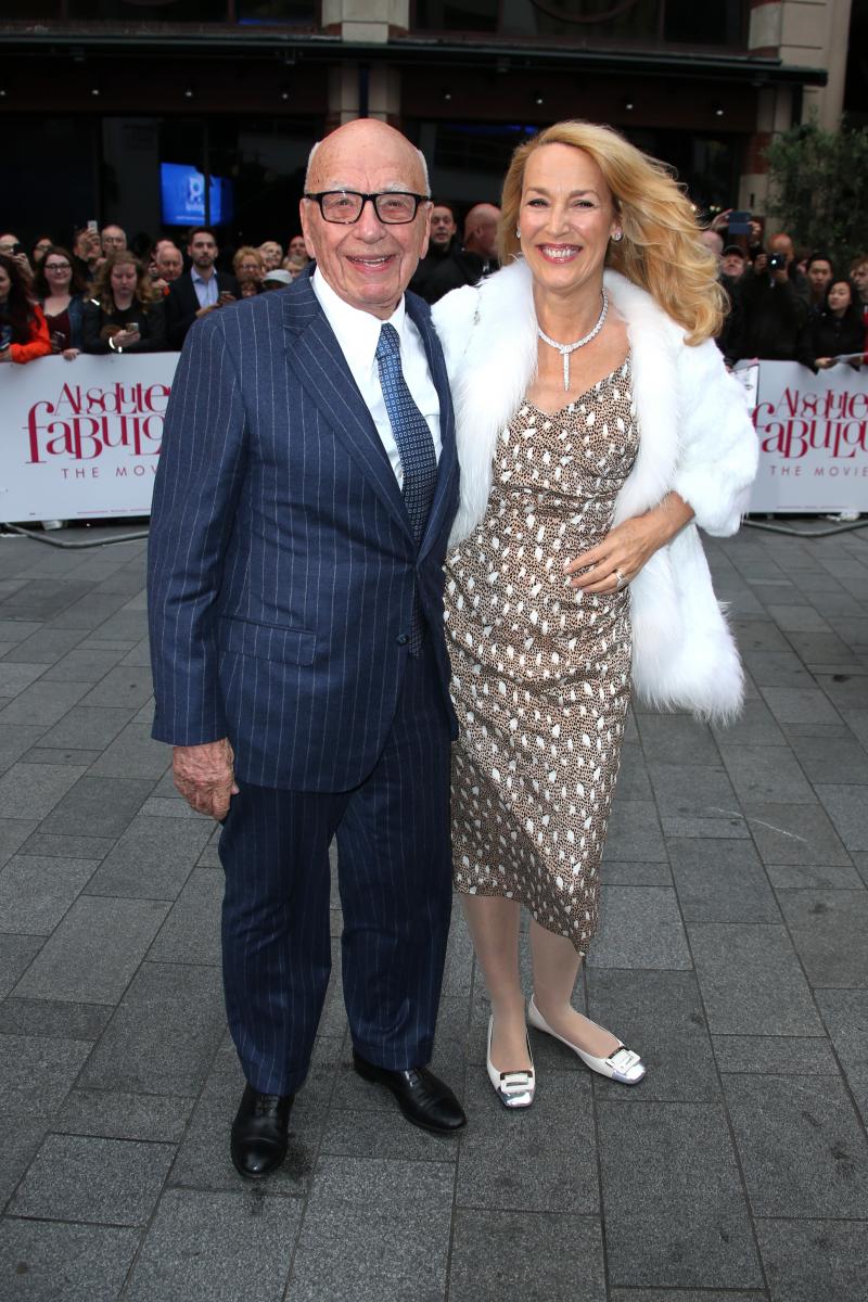 Rupert Murdoch and Jerry Hall pose for photographers