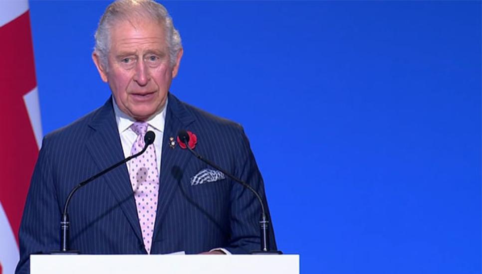 The then Prince Of Wales speaking at COP 26 in Glasgow, Scotland